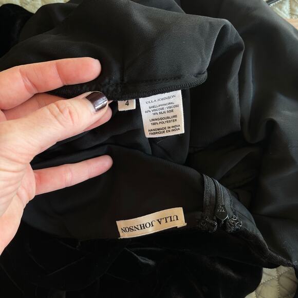 ULLA JOHNSON Minnet Jumpsuit Jet Black Size 4 Embroidered Polka Dot Velvet Chic - Picture 16 of 16